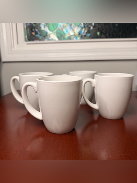 Corelle Stoneware Coffee Mug Set White Solid Color Four-Piece - Picture 2 of 4
